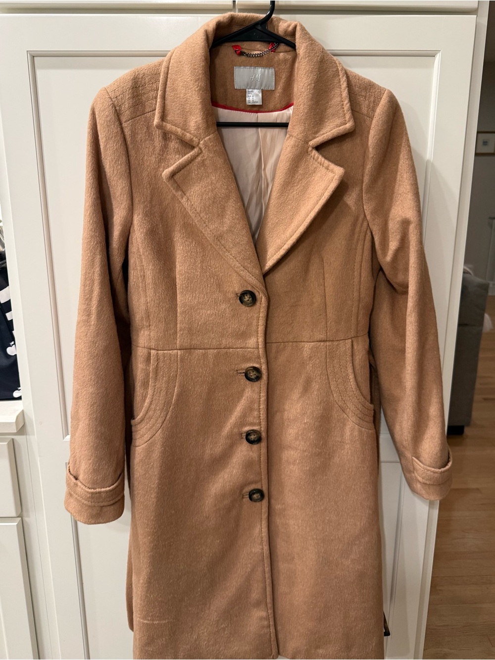 H&M Camel Single-Breasted Long Trench Coat